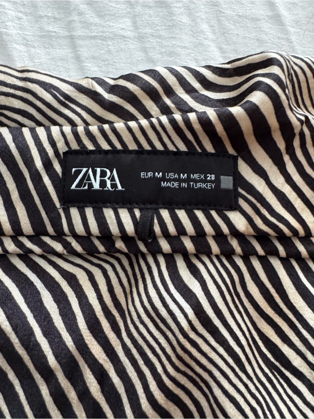 Zara Black and Cream Zebra-Stripe Skirt